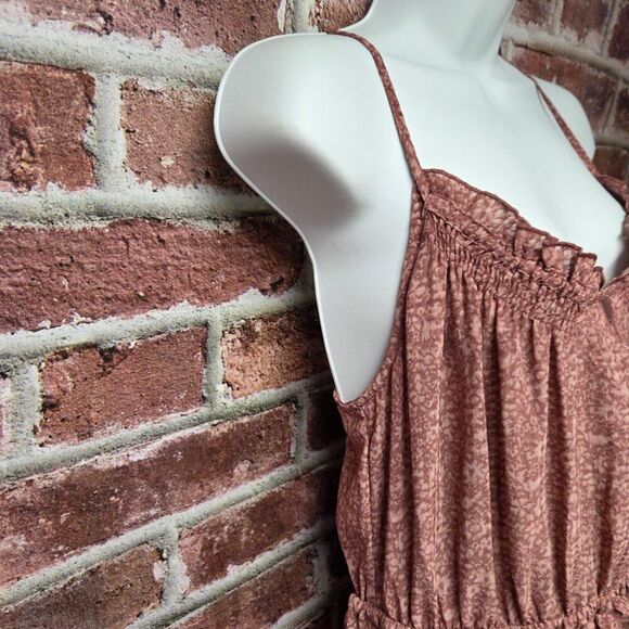 Universal Thread Midi Dress Small Mauve Ruffle Neck Cinch Waist Adjustable Strap - Picture 3 of 7